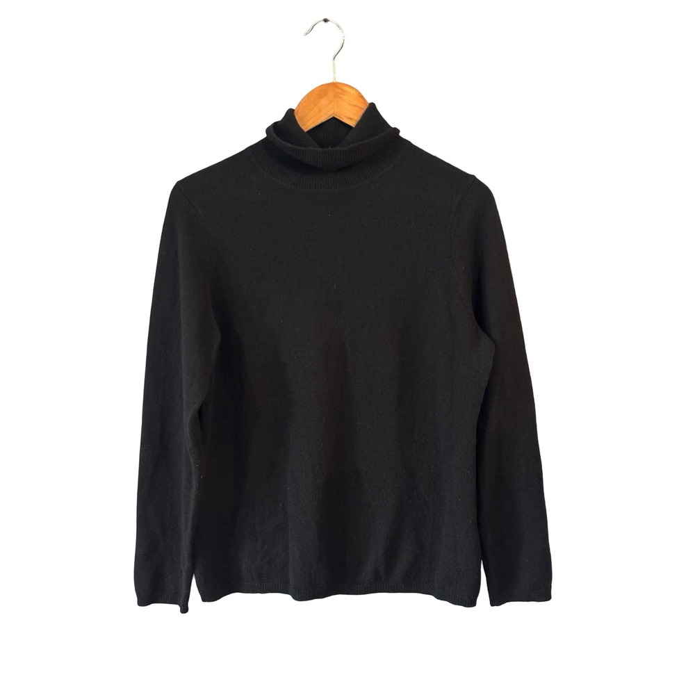 Charter Club Luxury 100% Cashmere Black Turtleneck Sweater Womens Large L